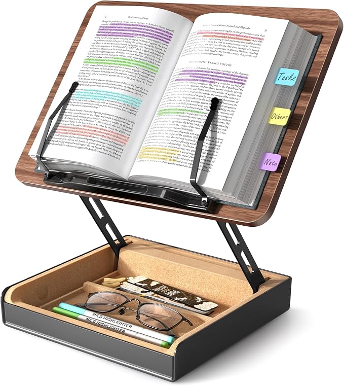 Book Stand with Storage, Book Holder by HUMANCOZY