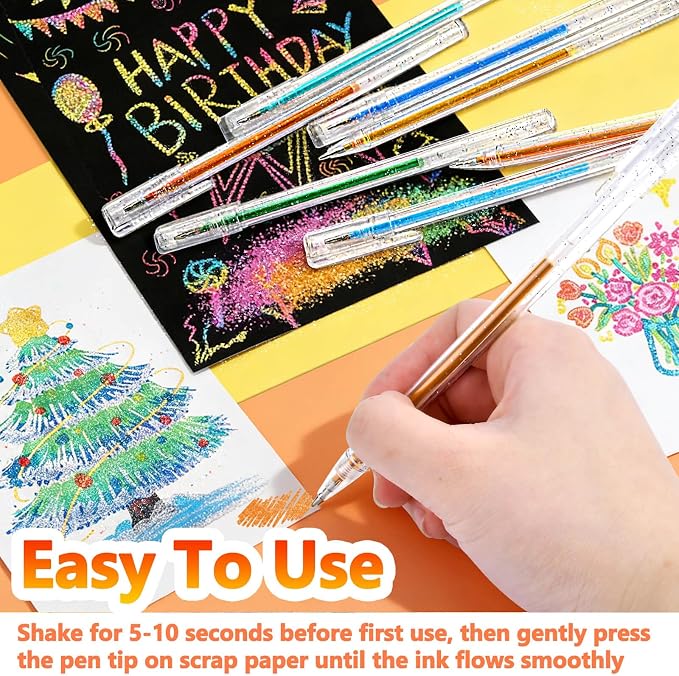 Colored Glitter Gel Pens, 60 Colors Sparkle Metallic Gel Ink Pens, Coloring Pen - Image 3