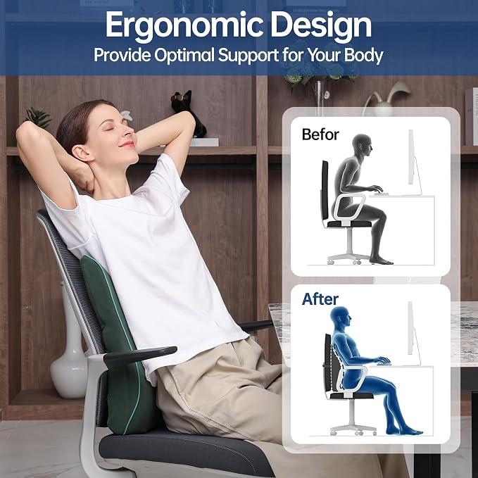 Soft Comfortable Memory Lumbar Support Pillow Back Cushion - Image 3
