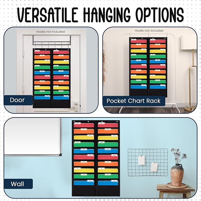 Essex Wares - 20 Pocket File Pocket Chart, and More - Wall Folder Organizer - - Image 6