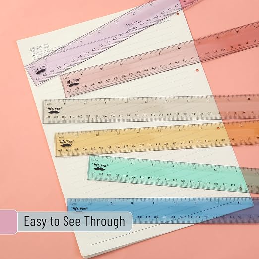 Mr. Pen- Plastic Rulers, 12 Inch, 6 Pack, Morandi Colors, Metric & Imperial | - Image 4