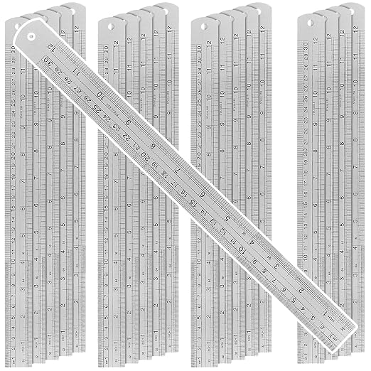 20 Pack 12 Inches Stainless Steel Ruler, Precision Metal Rulers, Straight Edge by ZEONHAK