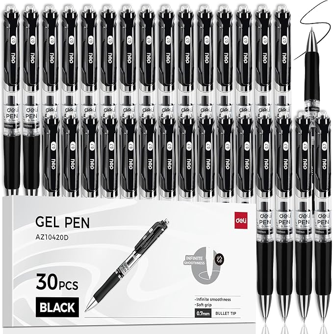 deli Gel Pens, Medium Point Pen Bulk 0.7mm, Smooth Writing, Fast Dry, No Bleed by delioffice