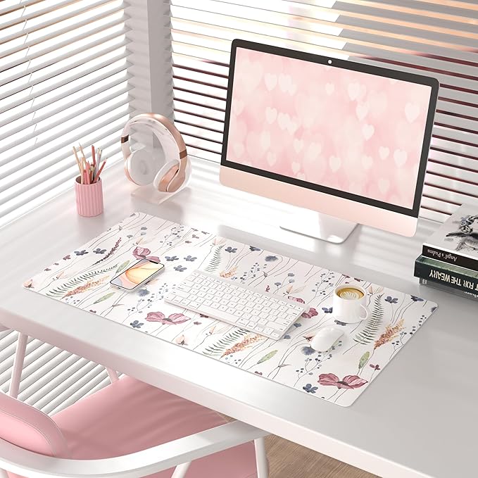 QIYI Large Mouse Pad, Cute Flower Desk Mat - Image 2
