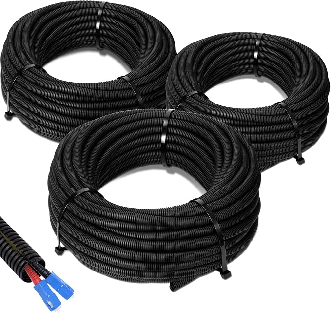 Sasylvia 1/4", 3/8" x 25 Ft Split Wire Loom Tubing Wire Loom Assortment Split by Sasylvia