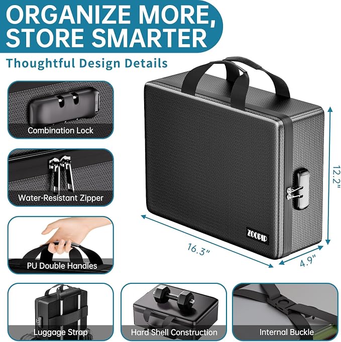 Fireproof Document Box with Lock, 16.3”×12.2”×4.9” | Hard Document Organizer - Image 3