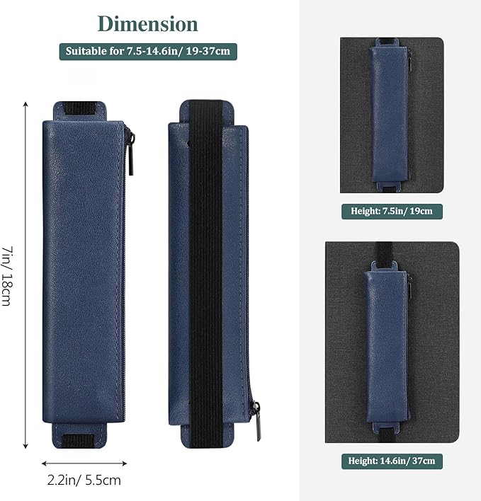 MoKo Elastic Pen Holder for Notebook, 4 Pieces PU Leather Pencil Case - Image 5