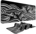 DIGSOM Gaming Mouse Pad Black and White Sea Wave Pattern, 31.5 x 11.8in | XL by DIGSOM