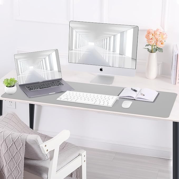 AFIING Cork Desk Mat, 35.4" x 17", Light Grey, Desk pad Protector | Dual-Sided - Image 9