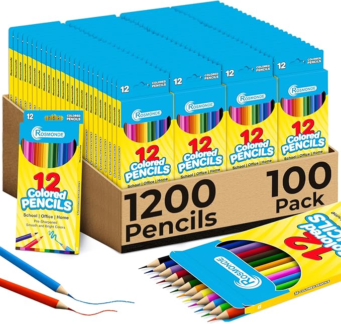 Rosmonde 100 Pack Colored Pencils Bulk Set, 12 Assorted Pre Sharpened Pencil by Rosmonde