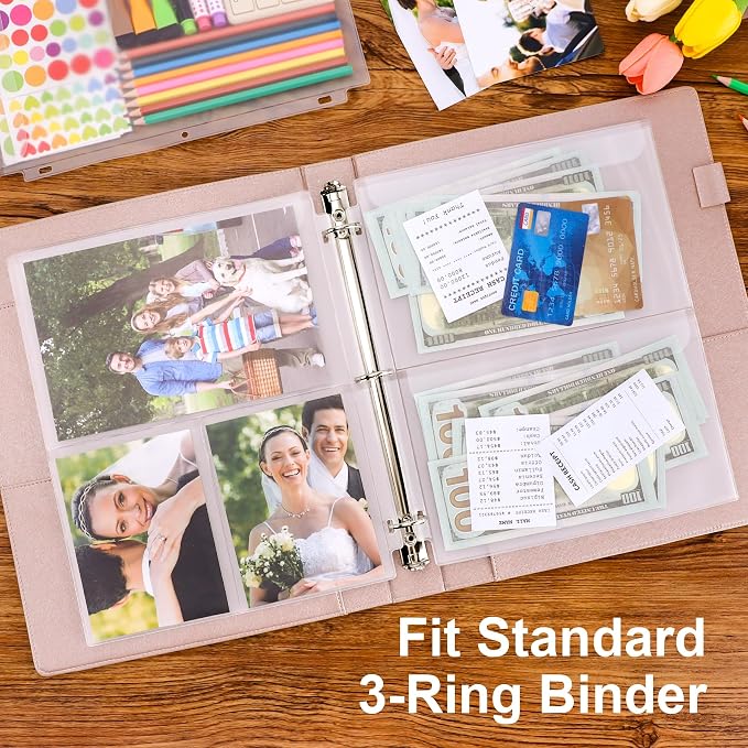 12PCS Letter Size Binder Pockets, 3-Hole Loose Leaf Insert Bag | - Image 7