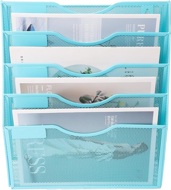 EASEPRES 5 Pocket Mesh Hanging Wall File Organizer, Wall Mounted Mail Paper - Image 3