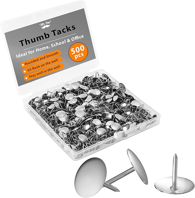 Mr. Pen- Thumb Tack, 500 Pack, Flat Push Pins Bulk | Steel Round Push Pins by MrPen