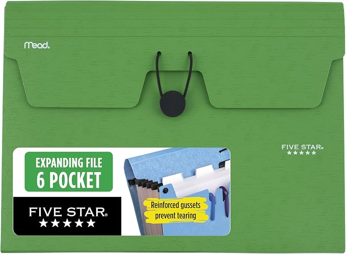 Five Star Expanding File Organizer, 6-Pocket Accordian File Organizer, Bungee by FiveStar