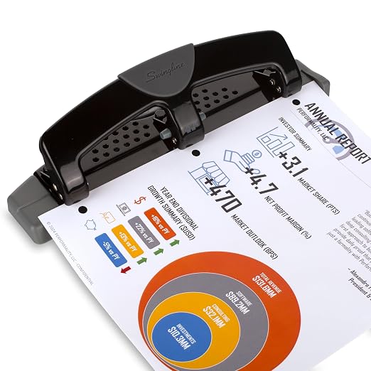 Swingline 3 Hole Punch, 12 Sheet Capacity Three Hole Puncher 3 Ring, Paper Punch - Image 6
