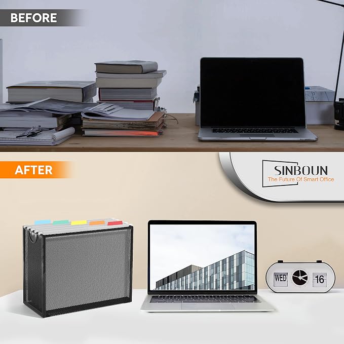 Sinboun Hanging File Organizer Letter-Size File Holder Filing Box Includes 5 - Image 5