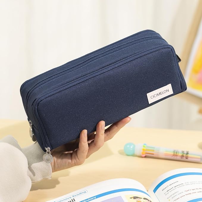 CICIMELON Large Capacity Pencil Case 3 Compartment Pouch Pen Bag - Image 2