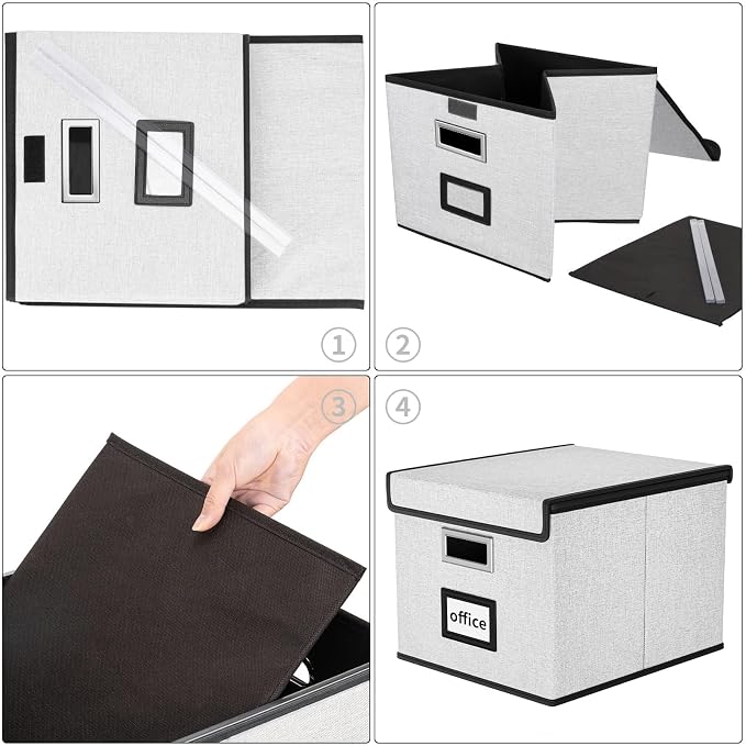 File Organizer Box with Lid, Collapsible File Folder Organizer - Image 7