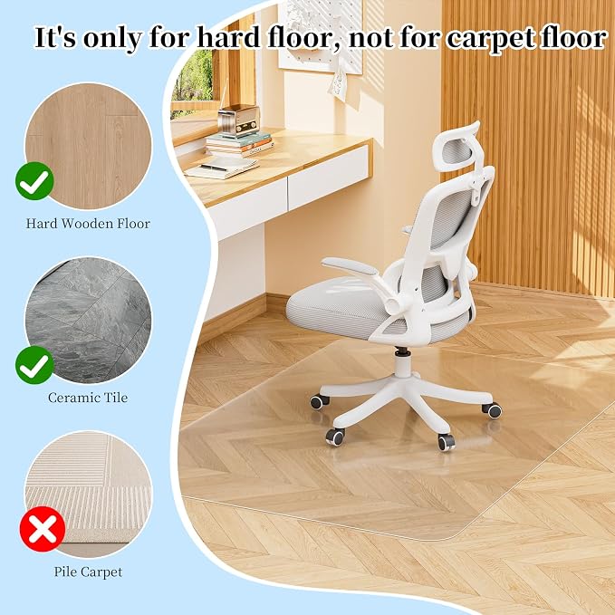 Tonaus Chair Mat for Hard Floor Office Chair Mat Desks Mats Large 48"×36" - Image 3