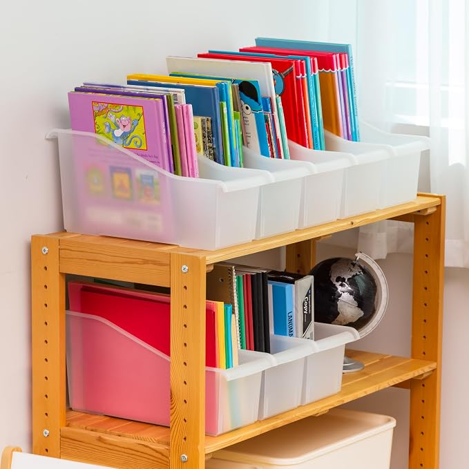 IRIS USA Plastic Book Bin Magazine Holder, Vertical Standing Connecting - Image 4