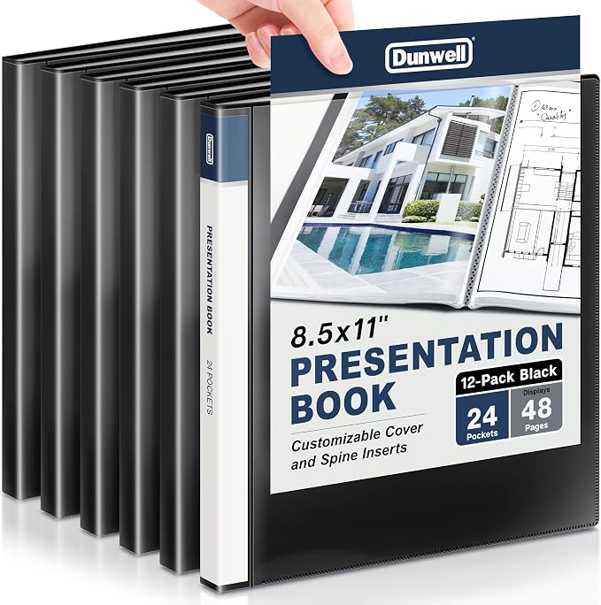 Dunwell Presentation Binder 24-Pocket, Displays 48 Pages, 8.5x11 Portfolio by Dunwell