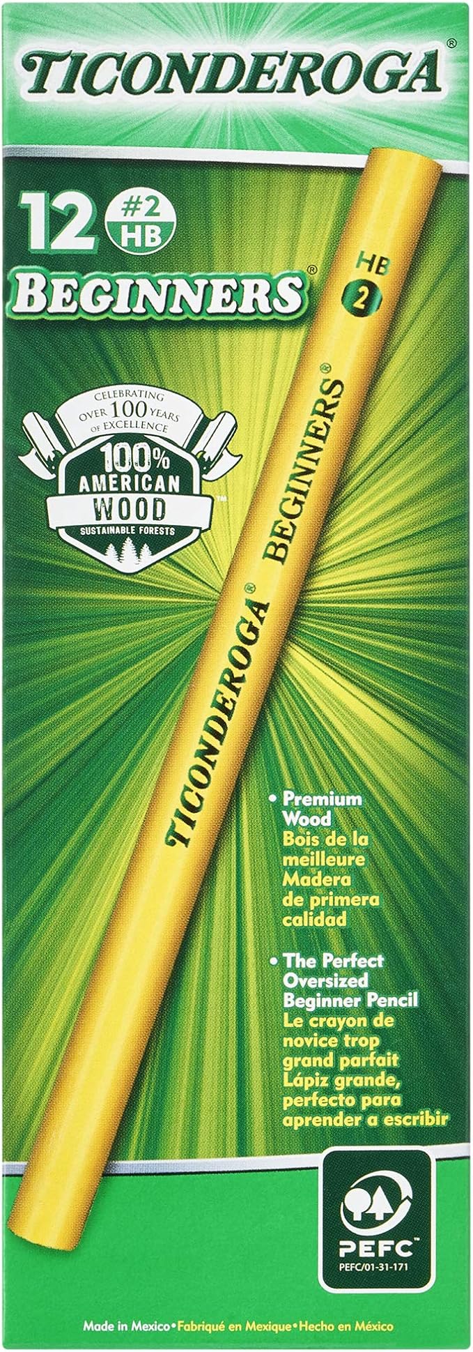 Ticonderoga - PPNE TICONDEROGA Beginner Primary Size Pencils, Wood-Cased #2 HB - Image 2