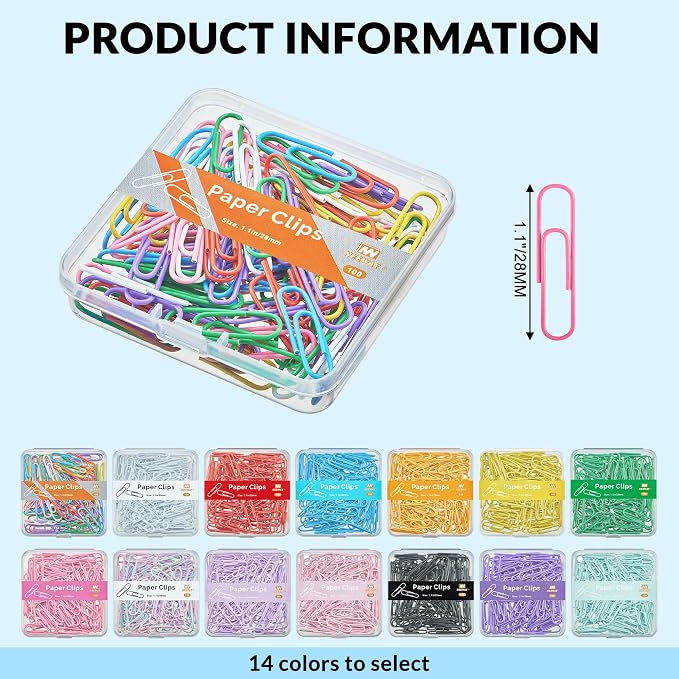 NEEWAY Small Paper Clips, 1.1 Inch Vinly Coated Colored Paperclips, 3 Pack of - Image 2
