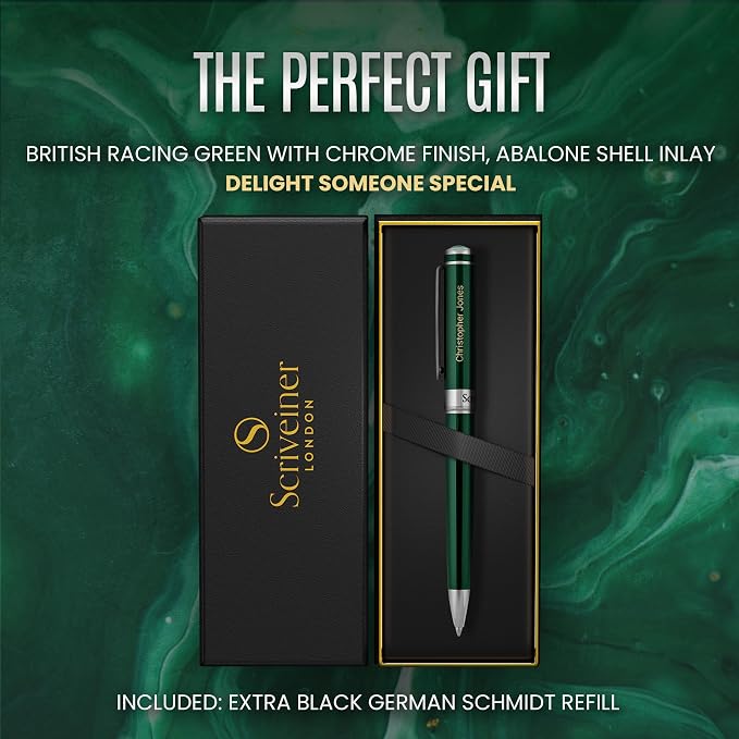 Scriveiner Personalized British Racing Green Ballpoint Pen - Image 3