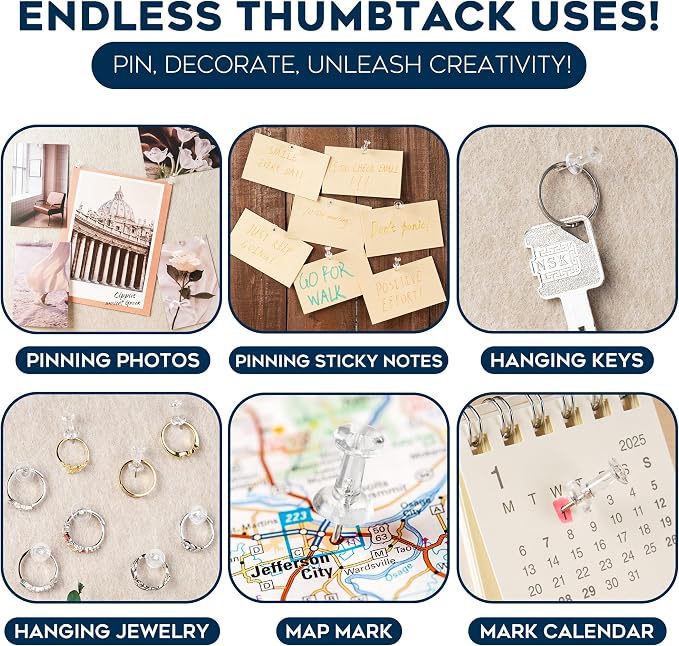 150 Pack Assorted Clear Push Pins by Luxurecourt - Image 5