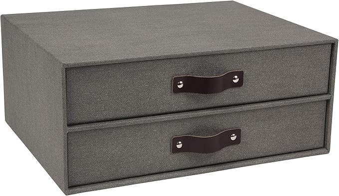Bigso Birger 2-Drawer Canvas Fiberboard Easy Pull Handle Document Letter Box | by Bigso