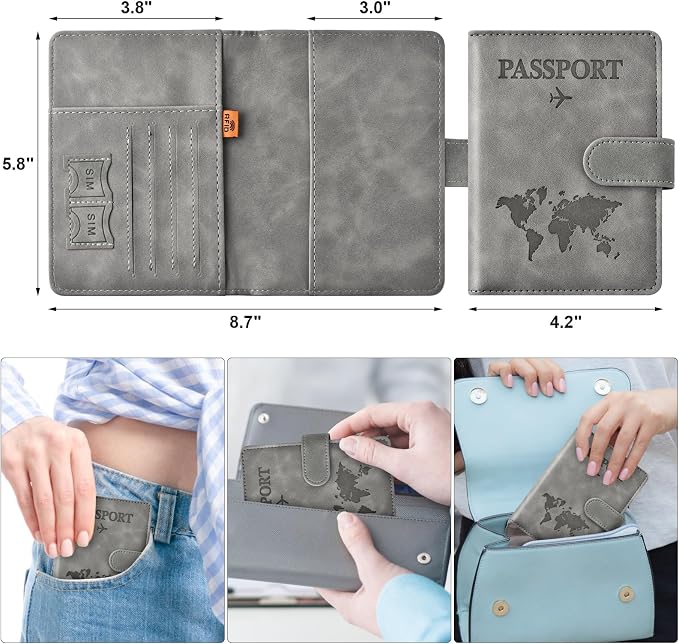 Eoehro Passport Holder for Travel Essentials, Passport Wallet Cover Case for - Image 2