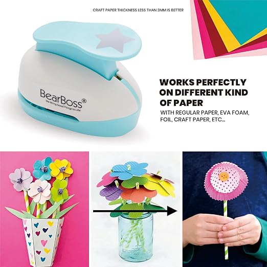 BearBoss Star Paper Punch, Handmade Scrapbook Paper Puncher, Different Size of - Image 4