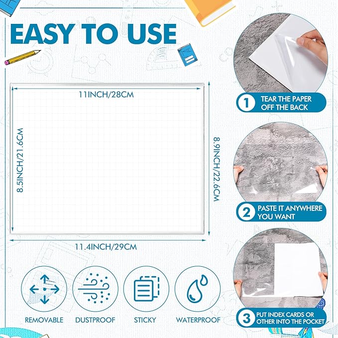 Outus 60 Pcs Self Adhesive Shop Ticket Holders Clear Plastic Sleeves Adhesive - Image 2