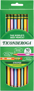Ticonderoga X13910 Striped Wood-Cased Pencils, 2 HB Soft, Pre-Sharpened by Ticonderoga