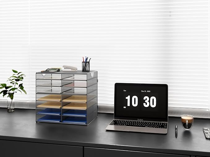 EasyPAG Paper Trays for Classroom 14 Tier Mesh Desk Organizer Shelves - Image 5