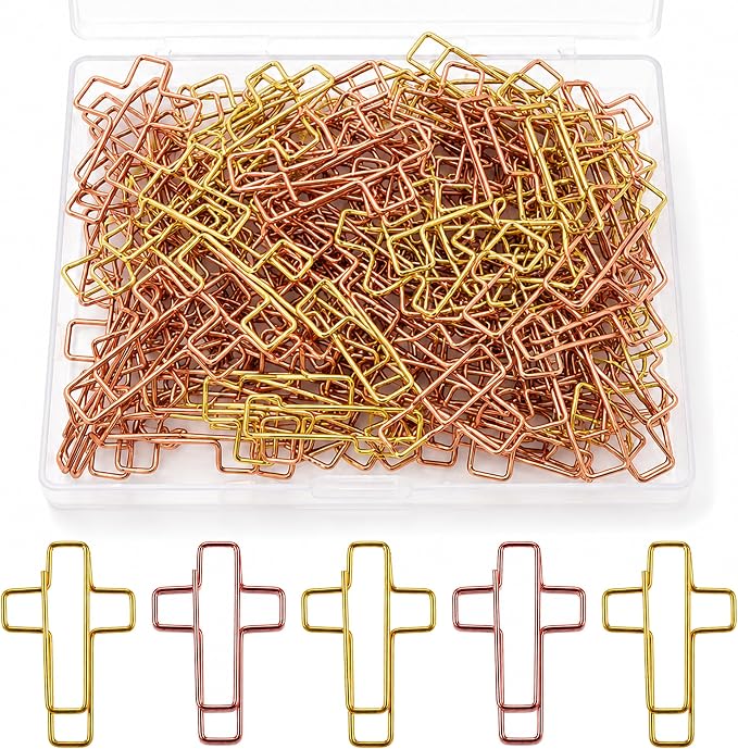 210 Pack Cross Paper Clips, Metal Cross Shaped Bookmarks by Unknown
