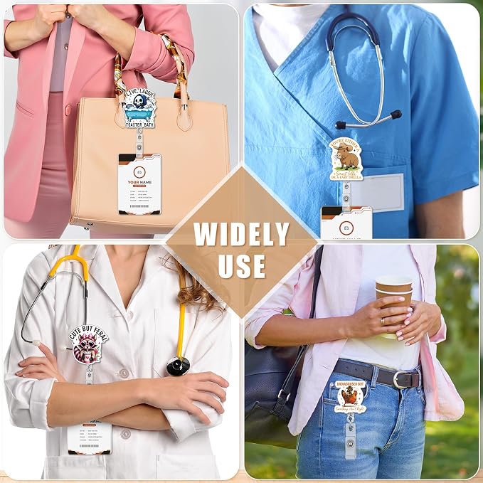 Feifeiya 24 Pcs Funny Badge Reel Nurse Cute Retractable Name ID Clip Badge - Image 6