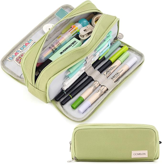 CICIMELON Large Capacity Pencil Case 3 Compartment Pouch Pen Bag by CICIMELON