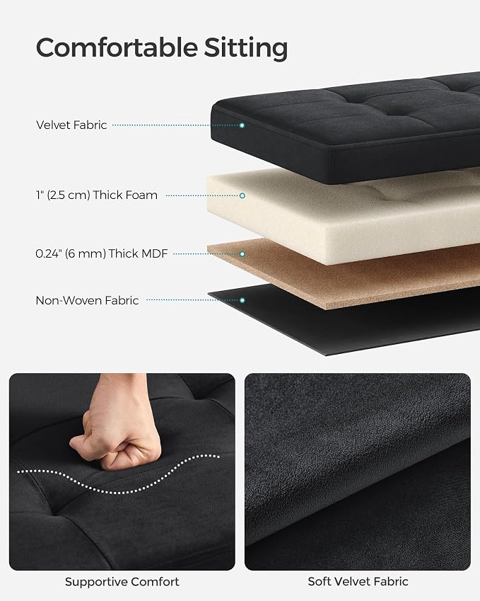 SONGMICS Storage Ottoman, Foldable Small Ottoman Foot Rest, 12.2 x 16.1 Inches - Image 4
