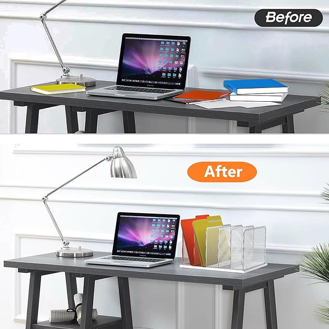 Kuntine.B Desk File Organizer Upright Mesh Desktop Organizer File Sorter Office - Image 3