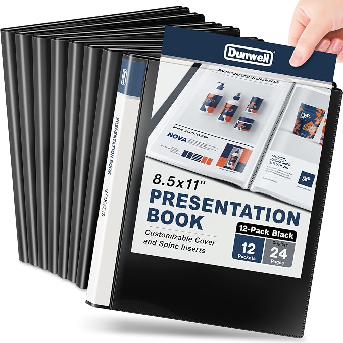 Dunwell Presentation Binder 12-Pocket, Displays 24 Pages, 8.5x11 Portfolio by Dunwell