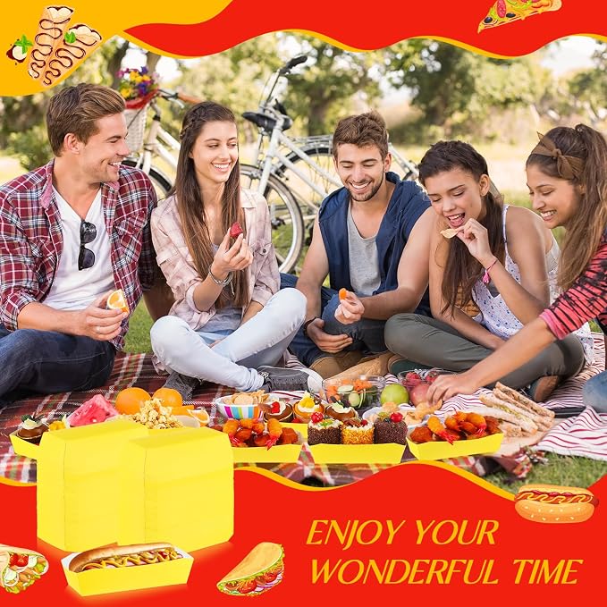 Yeaqee 100 Pcs 7" Paper Hot Dog Trays Disposable Paper Food Nacho Boats Hot Dog - Image 6