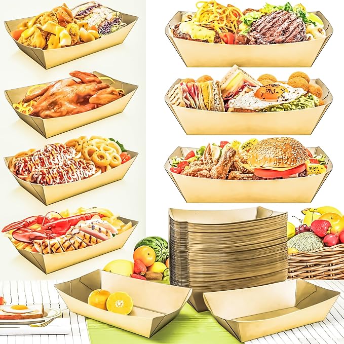 125 Pack 5LB Extra Large Paper Food Boats Trays Disposable Paper Boat Plate - Image 4
