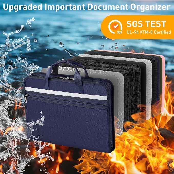Fireproof Document Bag with Accordion File Organizer | Upgraded 5200°F Aluminum - Image 4