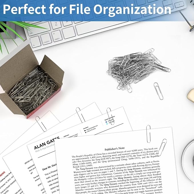 800 Pcs Jumbo Paper Clips, Large Smooth Paperclips - Image 6