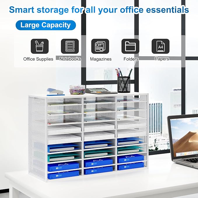 Mail Sorter Adjustable Countertop Mail Holder, Heavy Duty Literature Organizer - Image 4