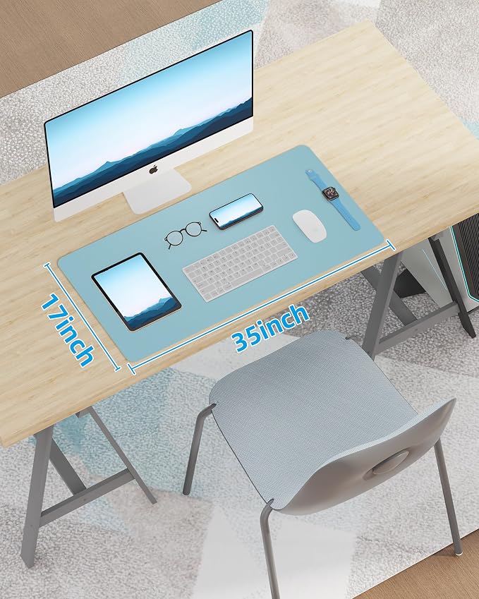 AFIING Leather Desk Pad Protector, Mouse Pad, Office Desk Mat, Non-Slip PU - Image 7