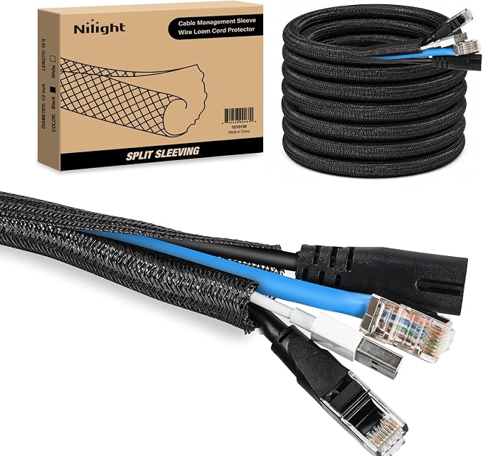 Nilight Cable Sleeve, 10ft-1/2inch Cord Management Sleeves, Braided Sleeving by Nilight