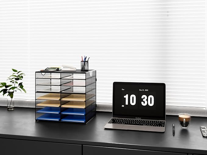 EasyPAG Paper Trays for Classroom 14 Tier Mesh Desk Organizer Shelves - Image 4