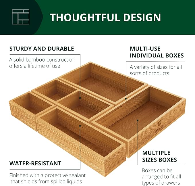 ROYAL CRAFT WOOD Premium Carbonized Bamboo Decorative Boxes - Image 3